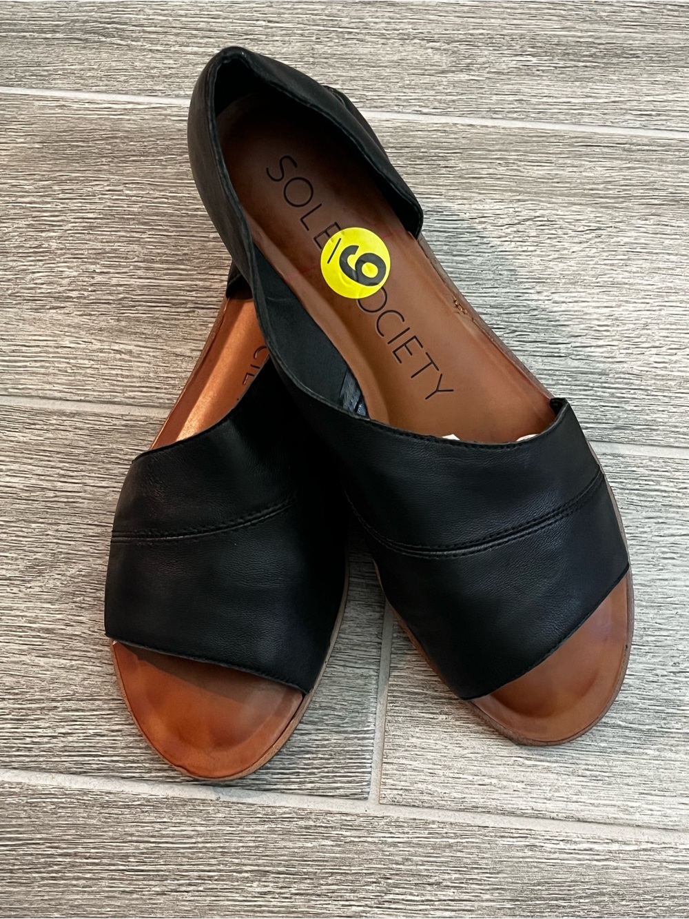 Sole Society Black Open-Toe D’ Orsay Leather Sandals